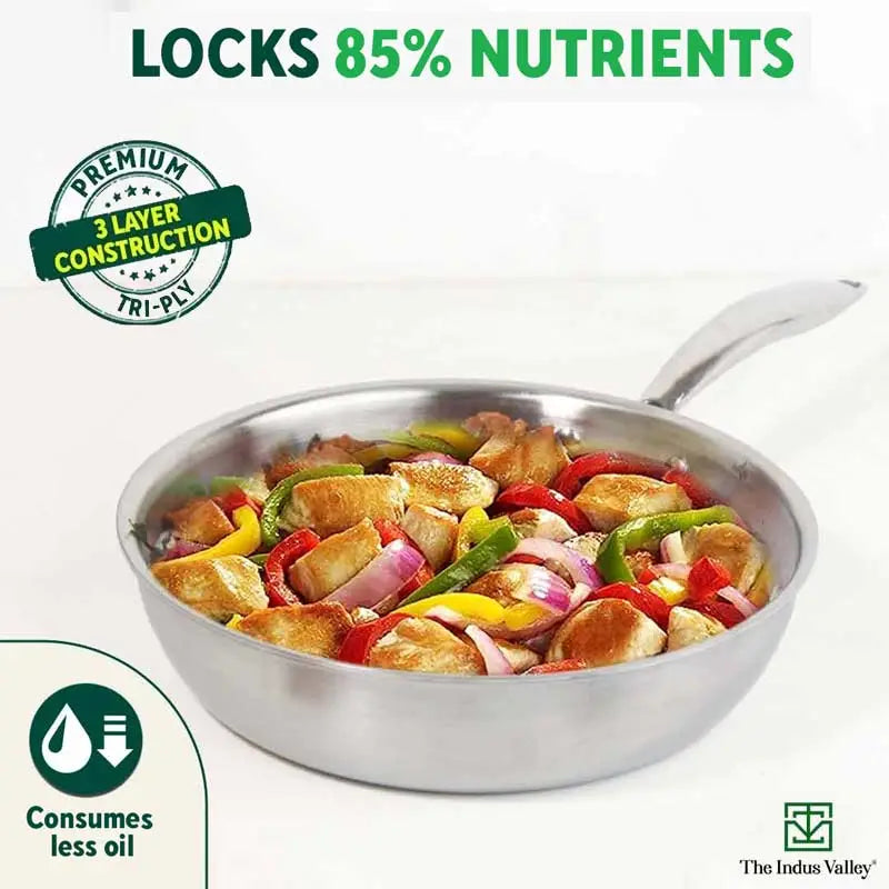 TurboCuk Tri-ply Stainless Steel Deep Fry Pan, Premium Quality, 3 Layer Thick Body, 100% Toxin-free, Non-stick, Induction & Gas, 22.1cm, 1.6L - Image 5