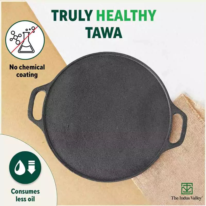 CASTrong Cast Iron Roti/Dosa Tawa, Pre-seasoned, Nonstick, 100% Pure, Toxin-free, Gas & Induction, Free ₹110 Spatula, 30.2cm, 2.4kg - Image 3