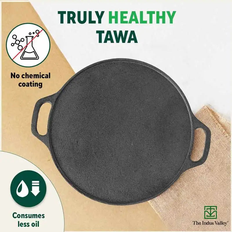 CASTrong Cast Iron Roti/Dosa Tawa,Pre-seasoned, Nonstick, 100% Pure, Toxin-free, Induction, 30.2cm, 2.4kg - Image 4