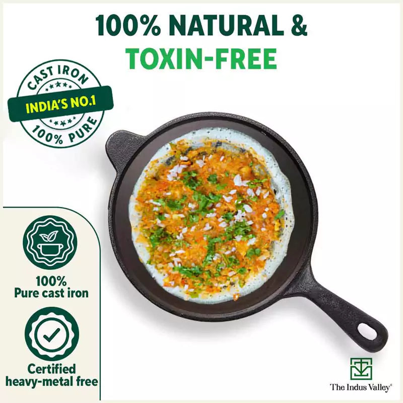 Super Smooth Cast Iron Tawa, Long Handle,Pre-seasoned, Nonstick, 100% Pure, Toxin-free, Induction, Free ₹110 Spatula, 26.3cm, 1.8kg - Image 5