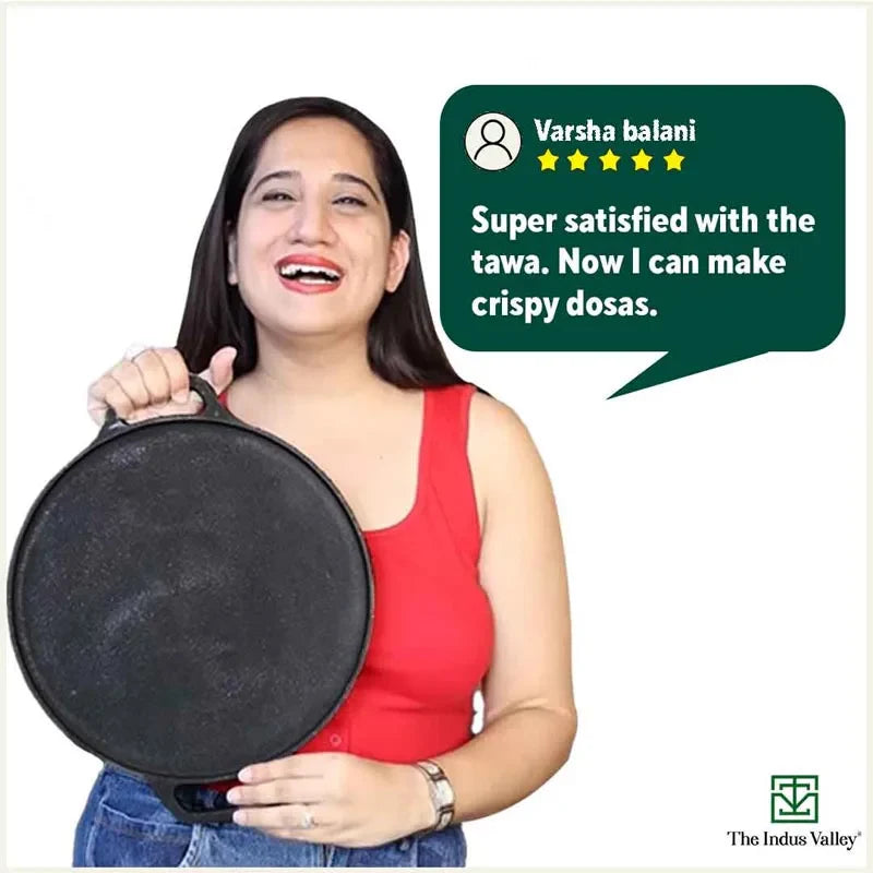 CASTrong Cast Iron Roti/Dosa Tawa,Pre-seasoned, Nonstick, 100% Pure, Toxin-free, Induction, 30.2cm, 2.4kg - Image 12