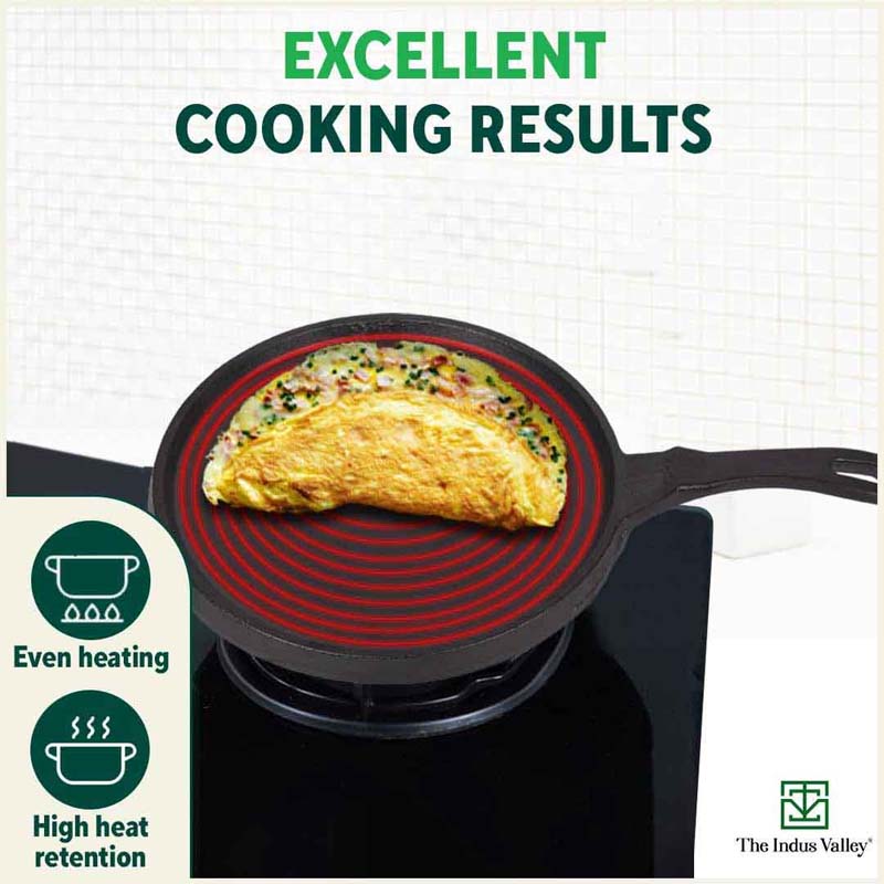 CASTrong Cast Iron Tawa,Pre-seasoned, Nonstick, 100% Pure, Toxin-free, Induction, 25.5cm, 2.2kg - Image 6