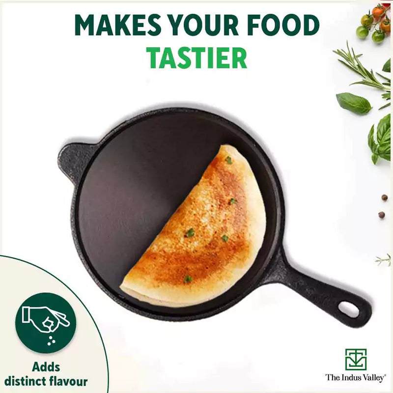 Super Smooth Cast Iron Tawa, Long Handle,Pre-seasoned, Nonstick, 100% Pure, Toxin-free, Induction, Free ₹110 Spatula, 26.3cm, 1.8kg - Image 2