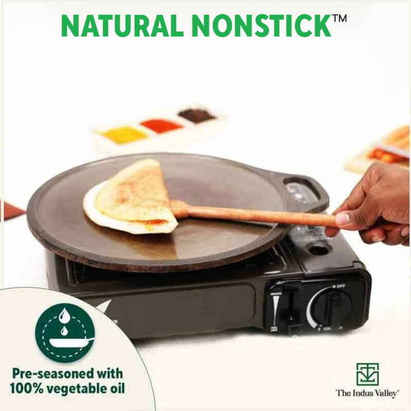 Super Smooth Cast Iron Tawa + Free ₹110 Spatula, Pre-seasoned, Nonstick, 100% Pure, Toxin-free, 30.5cm, 2.3kg - Image 9
