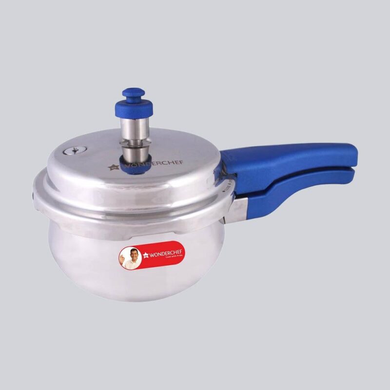Nigella Induction Base 2.5L Stainless Steel Handi Pressure Cooker with Outer Lid, Blue Handle - Image 6
