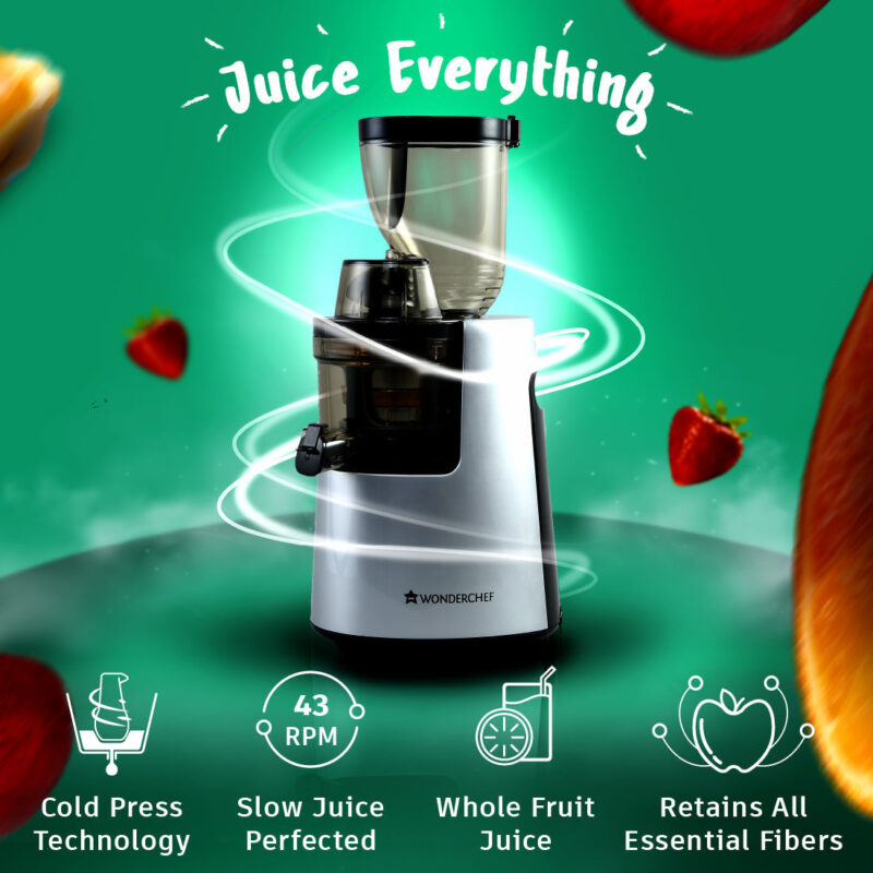 V6 Cold Press Slow Juicer, Full Fruit, High Juice Yield, Powerful AC motor, Slow Squeezing Technology, 200W - Image 2