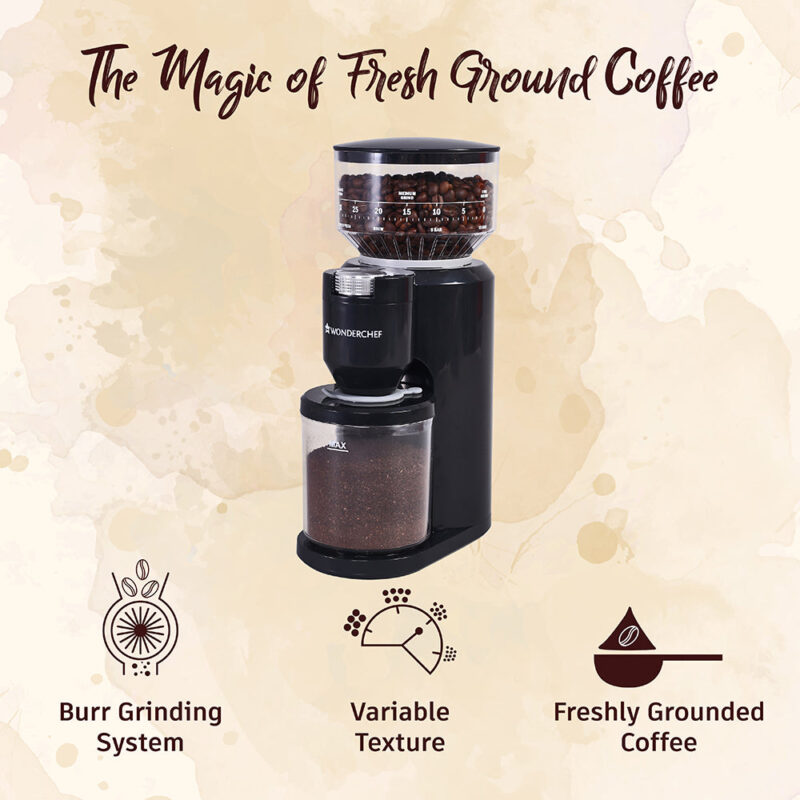 Wonderchef Renewed Regalia Electric Coffee Grinder | Burr Grinder with 31 Grinding Settings | Set Variable Coffee Grind Texture | Grind Beans for Espresso, Americano, Brew and more | 1 Year Warranty - Image 2