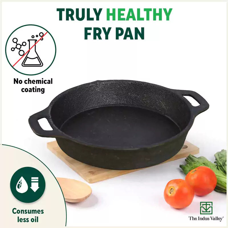 CASTrong Cast Iron Fry Pan, 2 Handles, Pre-seasoned, Nonstick, 100% Pure, Toxin-free, Induction, 24.6cm, 1.8L, 2.6kg - Image 5