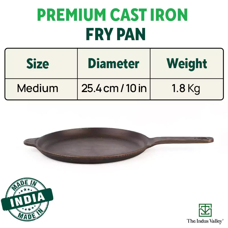 Super Smooth Cast Iron Shallow Fry Pan,Pre-seasoned, Nonstick, 100% Pure, Toxin-free, Induction, 25.4cm, 1.8kg - Image 2