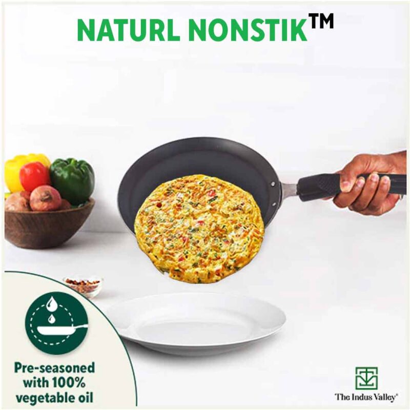 100% Pure Sheet Iron Omelette Tawa with Bakelite Handle, Seasoned, Toxin-free, Induction, 19cm, 0.56kg - Image 8