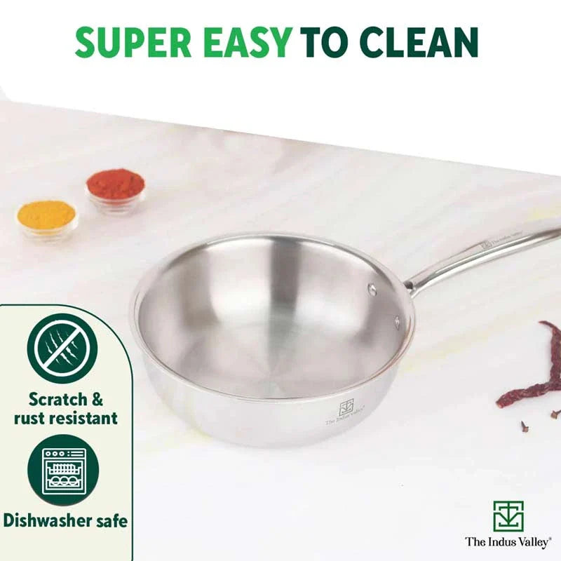TurboCuk Tri-ply Stainless Steel Deep Fry Pan, Premium Quality, 3 Layer Thick Body, 100% Toxin-free, Non-stick, Induction & Gas, 22.1cm, 1.6L - Image 8