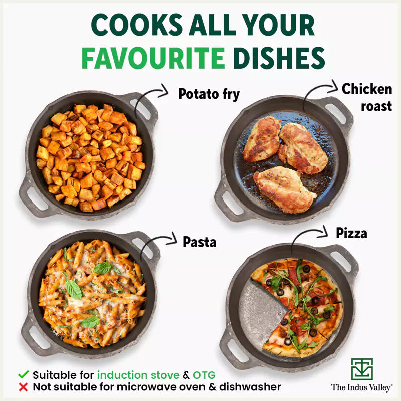 CASTrong Cast Iron Fry Pan, 2 Handles, Pre-seasoned, Nonstick, 100% Pure, Toxin-free, Induction, 24.6cm, 1.8L, 2.6kg - Image 10