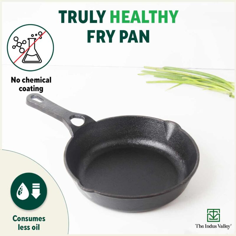 CASTrong Cast Iron Fry Pan/Skillet, Pre-seasoned, Natural Nonstick, 100% Pure, Toxin-free, Induction, 20.3cm, 0.9L, 1.6kg - Image 3