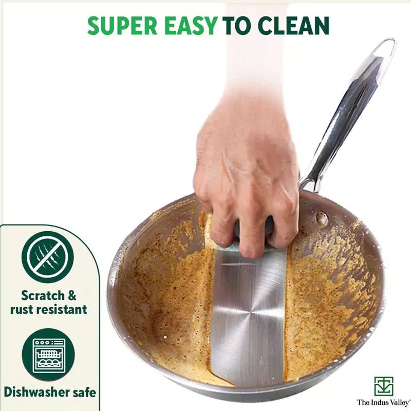 TurboCuk Tri-ply Stainless Steel Fry Pan, Premium Quality, 3 Layer Thick Body, 100% Toxin-free, Non-stick, Induction & Gas, Free ₹110 Spatula, 22/24/26 cm, 1.5/1.7/1.9L - Image 11