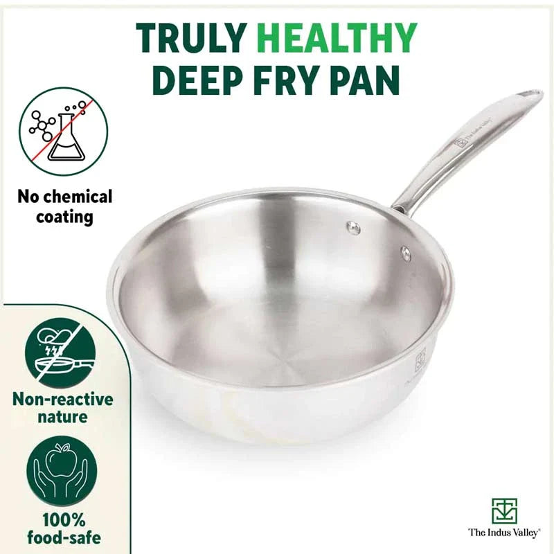 TurboCuk Tri-ply Stainless Steel Deep Fry Pan, Premium Quality, 3 Layer Thick Body, 100% Toxin-free, Non-stick, Induction & Gas, 22.1cm, 1.6L - Image 3