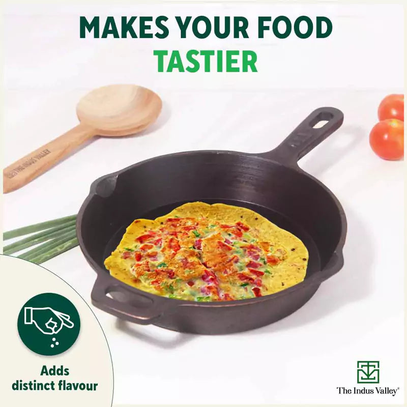 Super Smooth Cast Iron Frypan, Pre-seasoned, Nonstick, 100% Pure,Toxin-free, Free ₹400 Tadka Pan, 25.4cm, 1.7L, 2.4kg - Image 9