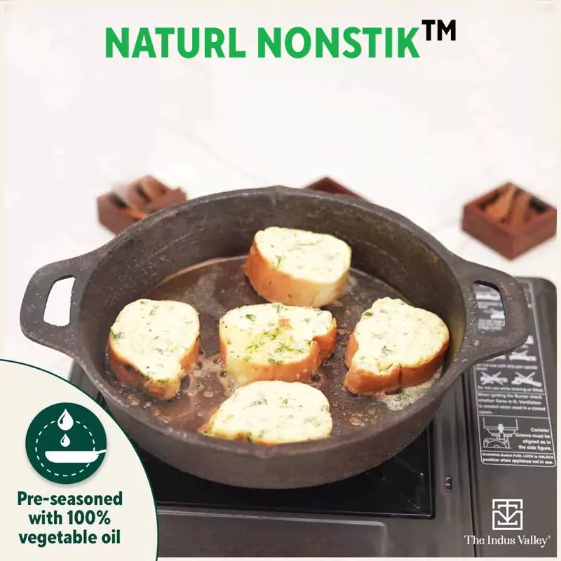 CASTrong Cast Iron Fry Pan, 2 Handles, Pre-seasoned, Nonstick, 100% Pure, Toxin-free, Induction, 24.6cm, 1.8L, 2.6kg - Image 8