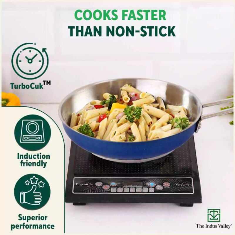 Tri-Steel Premium Stainless Steel Fry Pan, Tri-ply (3 Layer) Induction Bottom, 1.5L, Blue - Image 7
