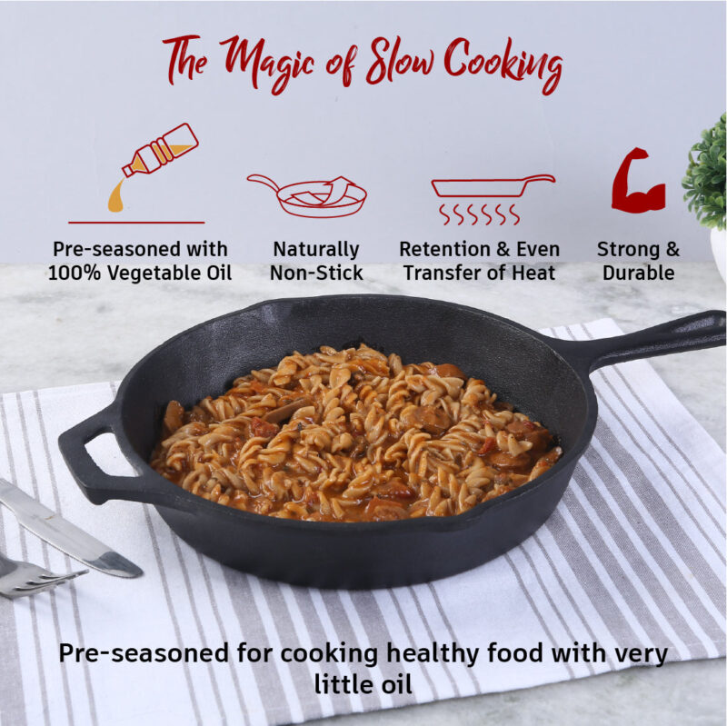 Forza Pre Seasoned 19 cm Cast Iron Fry Pan | With Lifetime Exchange Warranty | Black - Image 2