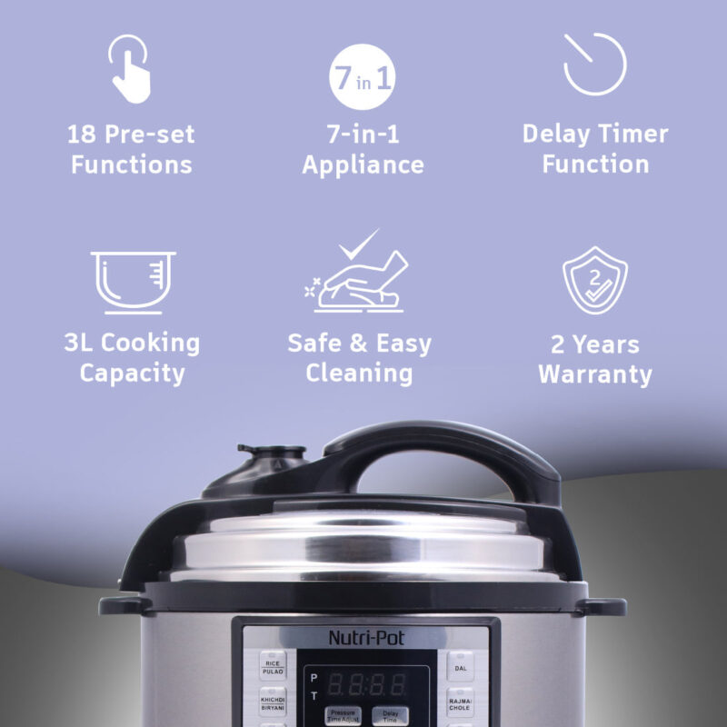 Wonderchef Renewed Nutri-Pot | 3L | Electric Pressure Cooker with 7-in-1 Functions - Image 7