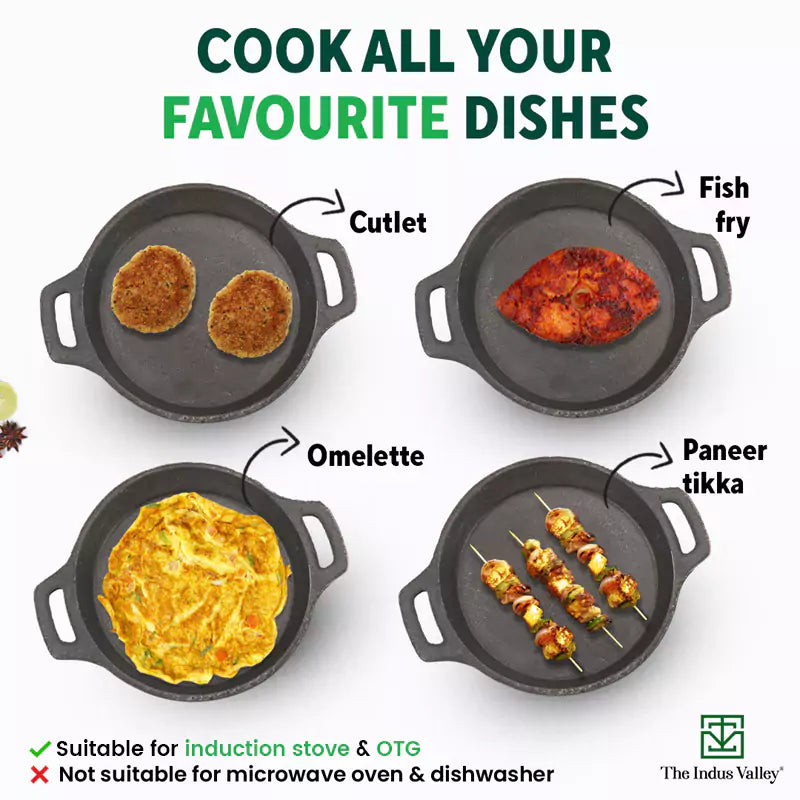 CASTrong Cast Iron Fish Fry Pan, Pre-seasoned, Nonstick, 100% Pure, Toxin-free, Induction, 22.4/25cm, 1.5kg/2kg - Image 10