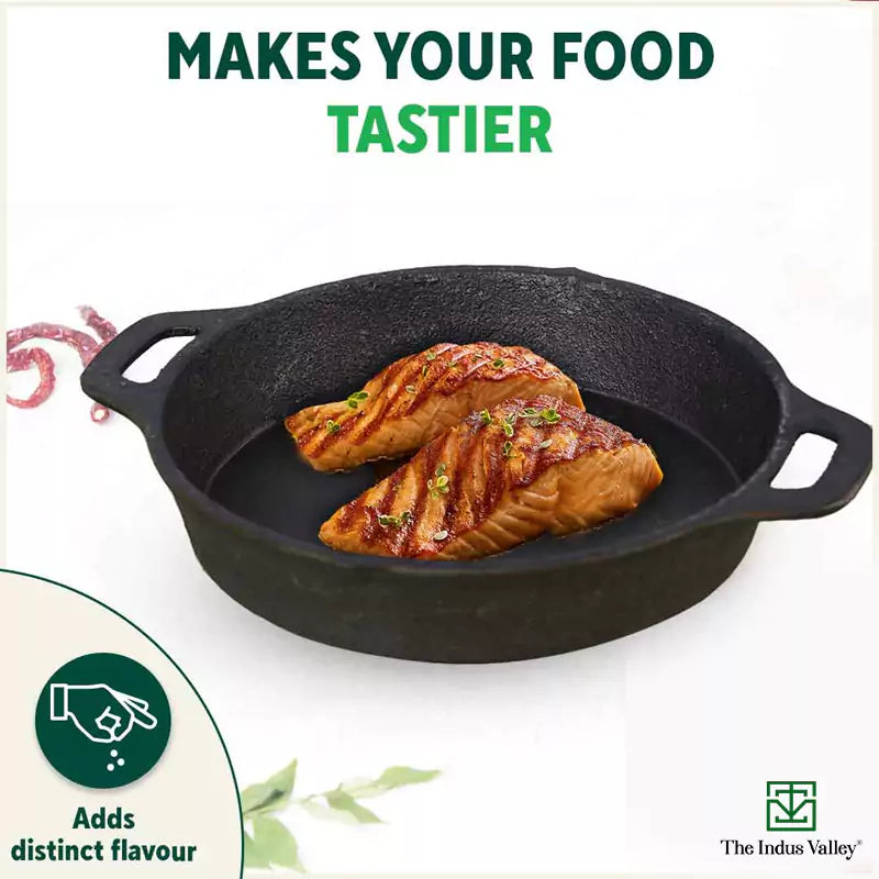 CASTrong Cast Iron Fry Pan, 2 Handles, Pre-seasoned, Nonstick, 100% Pure, Toxin-free, Induction, 24.6cm, 1.8L, 2.6kg - Image 9