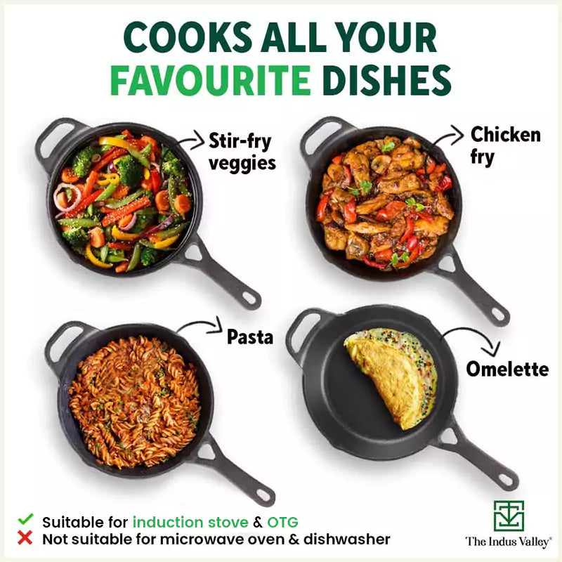 CASTrong Cast Iron Fry Pan/Skillet, Pre-seasoned, Nonstick, 100% Pure, Toxin-free, Induction, 26.2cm, 1.8L, 2.3kg - Image 12