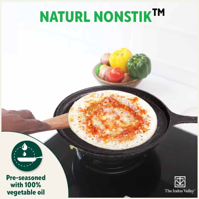 CASTrong Cast Iron Cookware Set: Tawa+ Kadai (Wok model), Kitchen Set for Home, Pre-seasoned, 100% Pure, Toxin-free, Free ₹400 Tadka Pan - Image 8