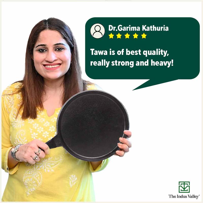 CASTrong Cast Iron Tawa,Pre-seasoned, Nonstick, 100% Pure, Toxin-free, Induction, 25.5cm, 2.2kg - Image 11