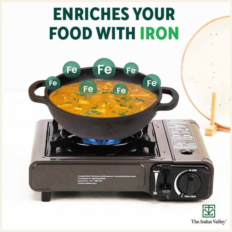 CASTrong Thick Cast Iron Kadai+Tawa+Free ₹110 Spatula,Kitchen set for Home, Pre-seasoned,100% Pure,Toxin-free - Image 6