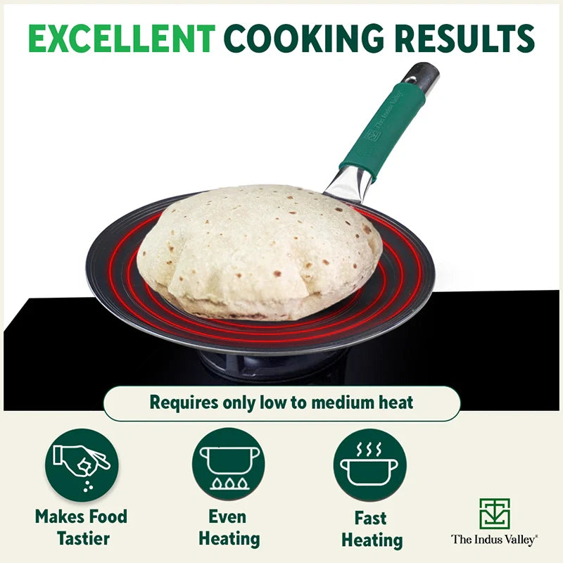 Ironklad 100% Pure Sheet Iron Concave Tawa, Steel Cool Touch Handle & Silicone Grip, Pre-seasoned, Toxin-free, 27 cm, 1 Kg - Image 6