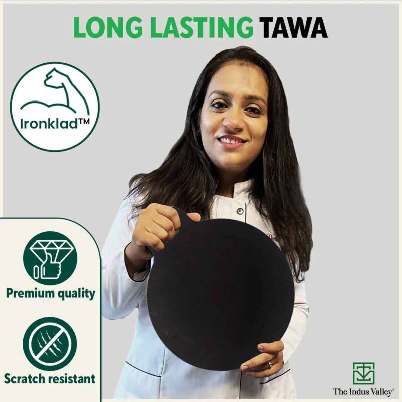 100% Pure Sheet Iron Tawa + Free ₹110 Spatula, Pre-seasoned, Toxin-free, 30.5cm, 1.8 / 1.4 kg - Image 11