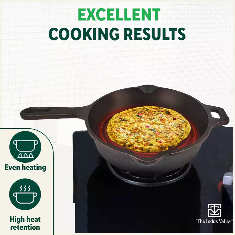 Super Smooth Cast Iron Fry Pan, Silicon Handle, 100% Pure, Toxin-free,Pre-seasoned, Induction, Non-stick, 20.3/25.4cm, 1.3/1.7L, 2.3/2.4kg - Image 7