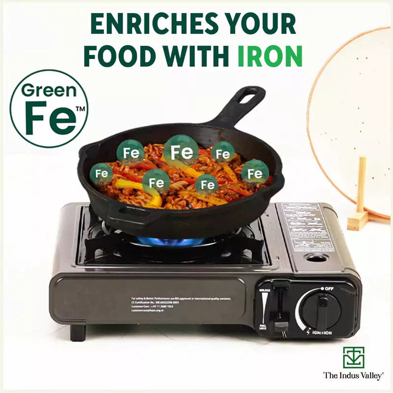 Super Smooth Cast Iron Frypan+ Free ₹110 Spatula, Pre-seasoned, Nonstick, 100% Pure,Toxin-free, 25.4cm, 1.7L, 2.4kg - Image 4