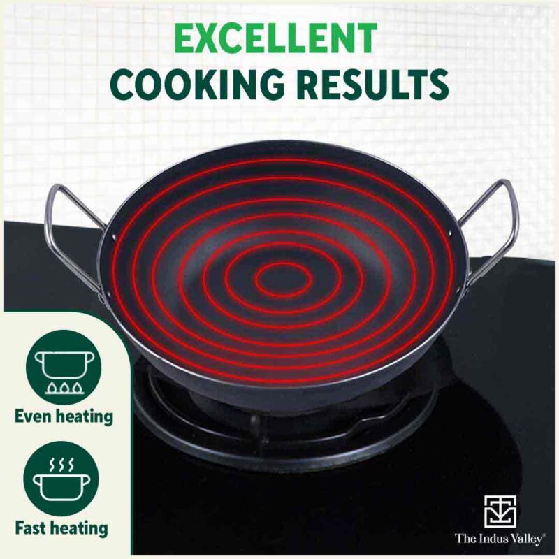 100% Pure Sheet Iron Kadai, Seasoned, Toxin-free, 1.4/2.7/4.4L, 0.6/0.9/1.4kg - Image 8