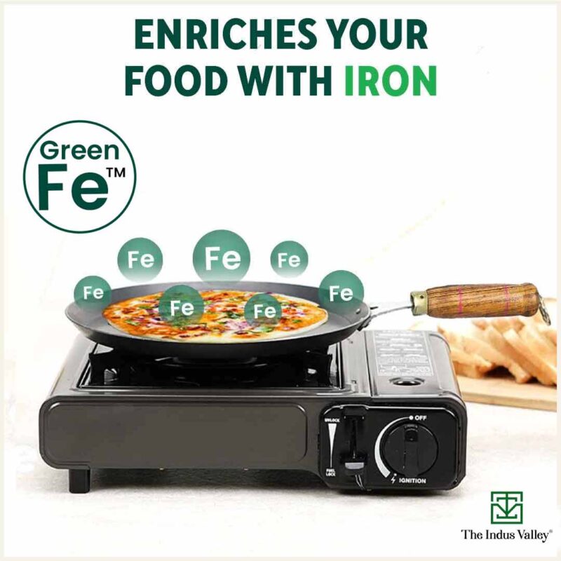 100% Pure Sheet Iron Tawa, Wooden Handle, Seasoned, Toxin-free, Induction, 26cm, 1kg - Image 6