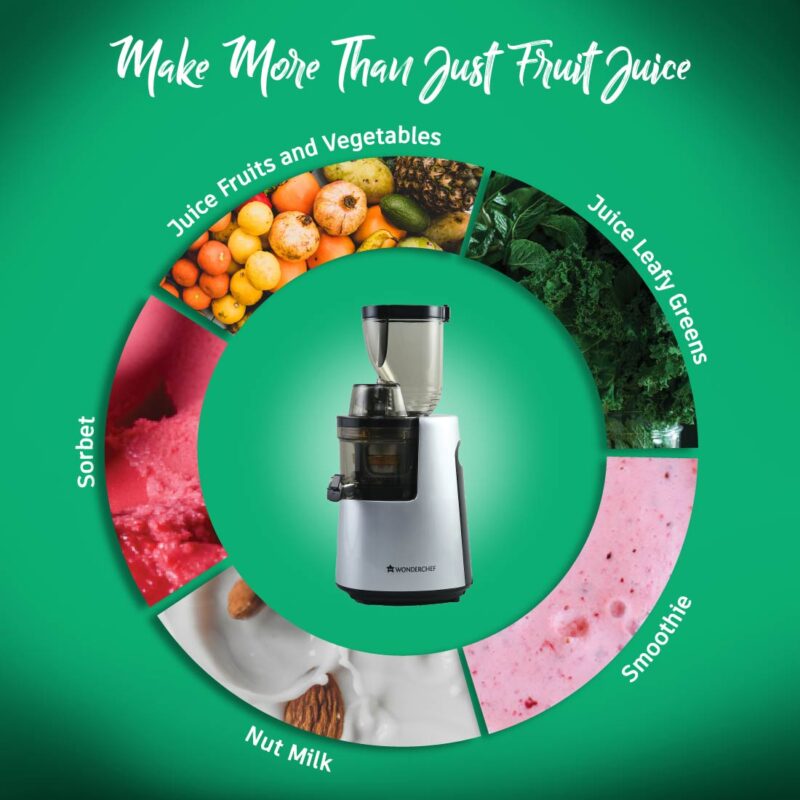V6 Cold Press Slow Juicer, Full Fruit, High Juice Yield, Powerful AC motor, Slow Squeezing Technology, 200W - Image 7