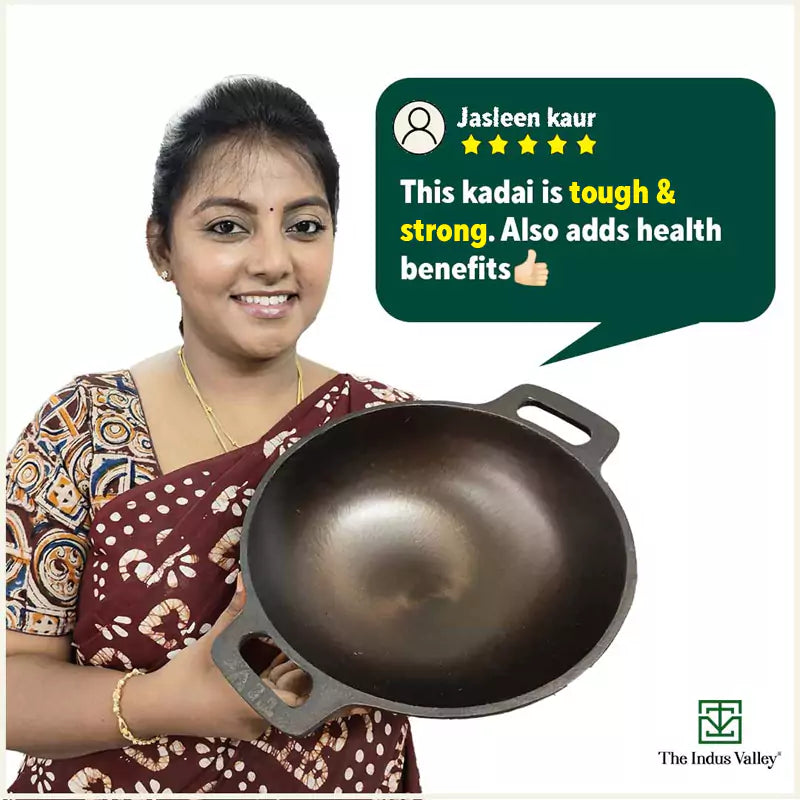 Super Smooth Cast Iron Kadai (Wok Model), Pre-seasoned, Nonstick, 100% Pure, Toxin-free, 17.8/20.3cm, 1/1.3L, 1.1/1.8kg - Image 13