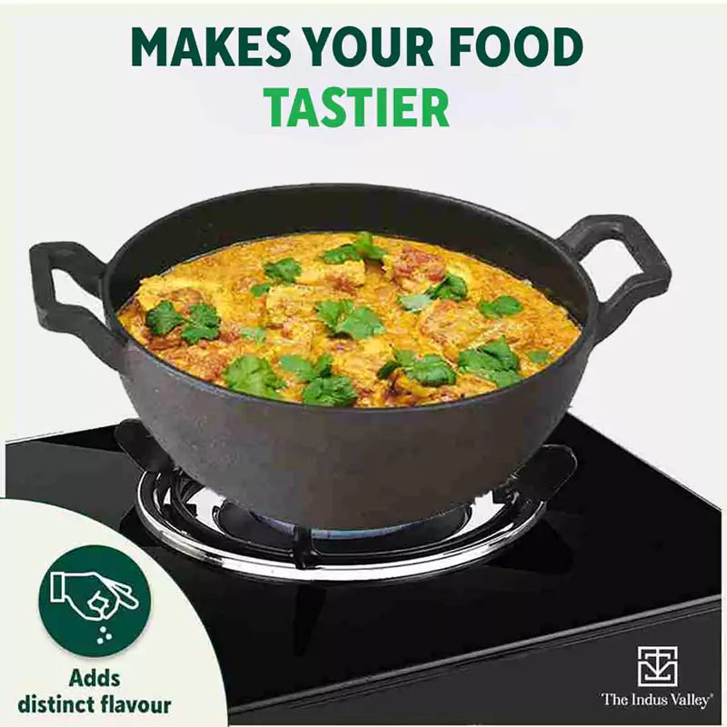CASTrong Cast Iron Kadai, Pre-seasoned, Nonstick, 100% Pure, Toxin-free, Induction, 21/25cm, 1.7L/3.1L, 1.7kg/3.3kg - Image 9