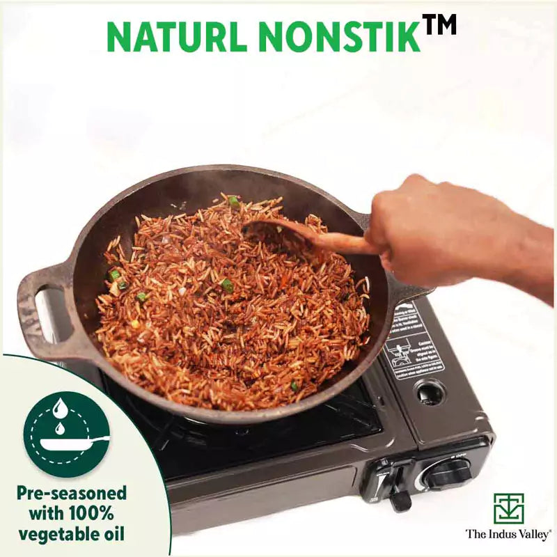 Super Smooth Cast Iron Kadai (Wok Model), Pre-seasoned, Nonstick, 100% Pure, Toxin-free, 17.8/20.3cm, 1/1.3L, 1.1/1.8kg - Image 8