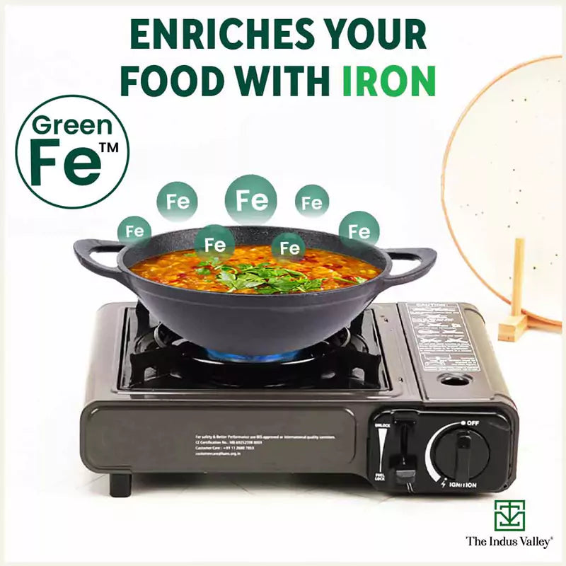 CASTrong Cast Iron Kadai, Pre-seasoned, Nonstick, 100% Pure, Toxin-free, Free ₹110 Spatula, 25.2cm, 2.2L, 2.37kg - Image 5
