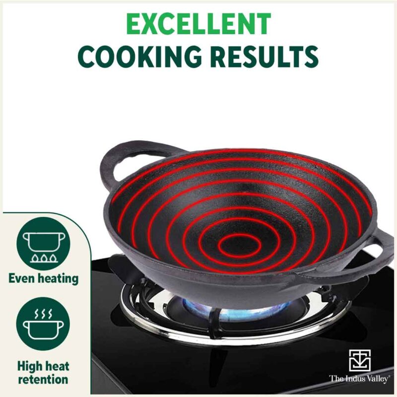 CASTrong Cast Iron Cookware Set - Kadai [1.4L]+Kadai [2.2L],Pre-seasoned,100% Pure,Toxin-free - Image 6