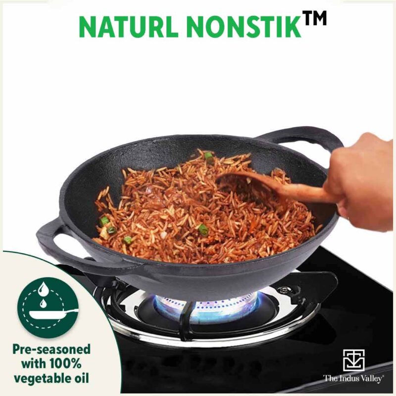 CASTrong Cast Iron Cookware Set - Kadai [1.4L]+Kadai [2.2L],Pre-seasoned,100% Pure,Toxin-free - Image 7