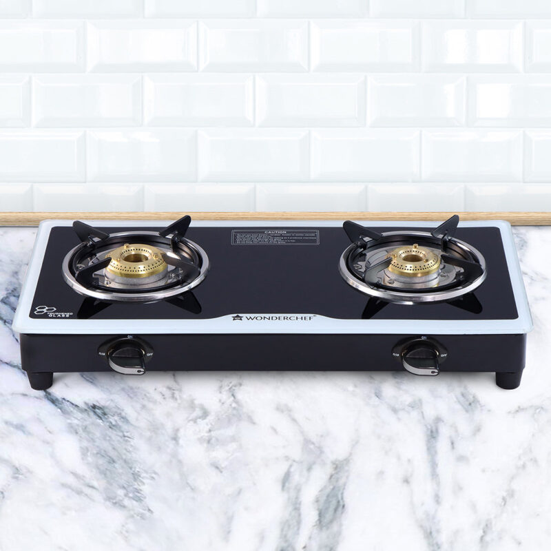 Platinum 2 Burner Glass Cooktop, Black 6mm Toughened Glass with 1 Year Warranty, Ergonomic Knobs, Stainless Steel Drip Tray, Manual Ignition Gas Stove - Image 6