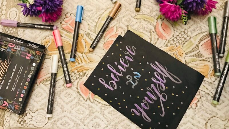 BRUSTRO Metallic Brush Pens - Soft Brush Tip for Calligraphy, Hand Lettering, Colouring, Scrapbooking, Card Making - Set of 10 Colors. - Image 2