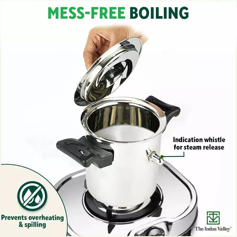 Stainless Steel Milk Cooker/ Boiler/ Pot with Handle+ Lid+ Knob+ Whistle, Premium Quality, 100% Toxin-free, Induction & Gas, 1 Litre - Image 6