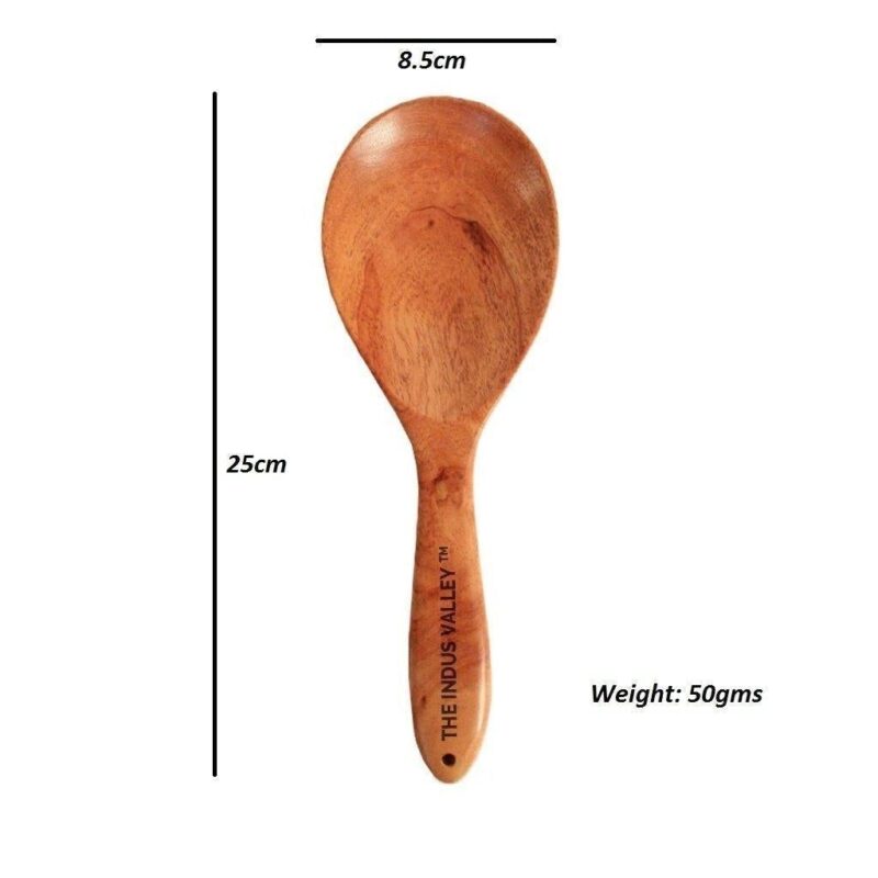 100% Natural Neem Wood Cooking & Serving Spoons/Spatula/Ladles, Set of 3, Toxin-free, Anti-microbial - Image 5