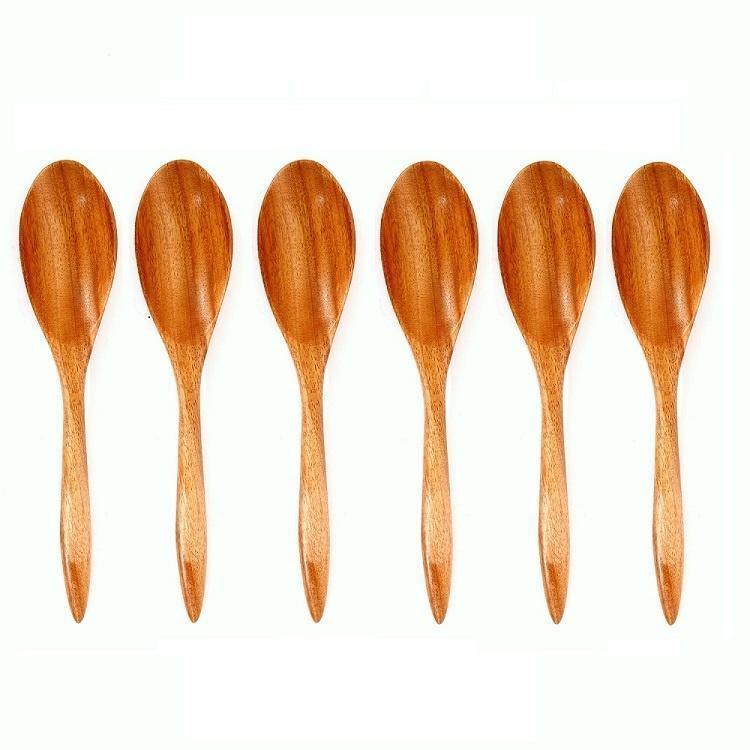 Neem Wood Serving Spoon - Set of 6 - Oval | 17 cm - Image 3