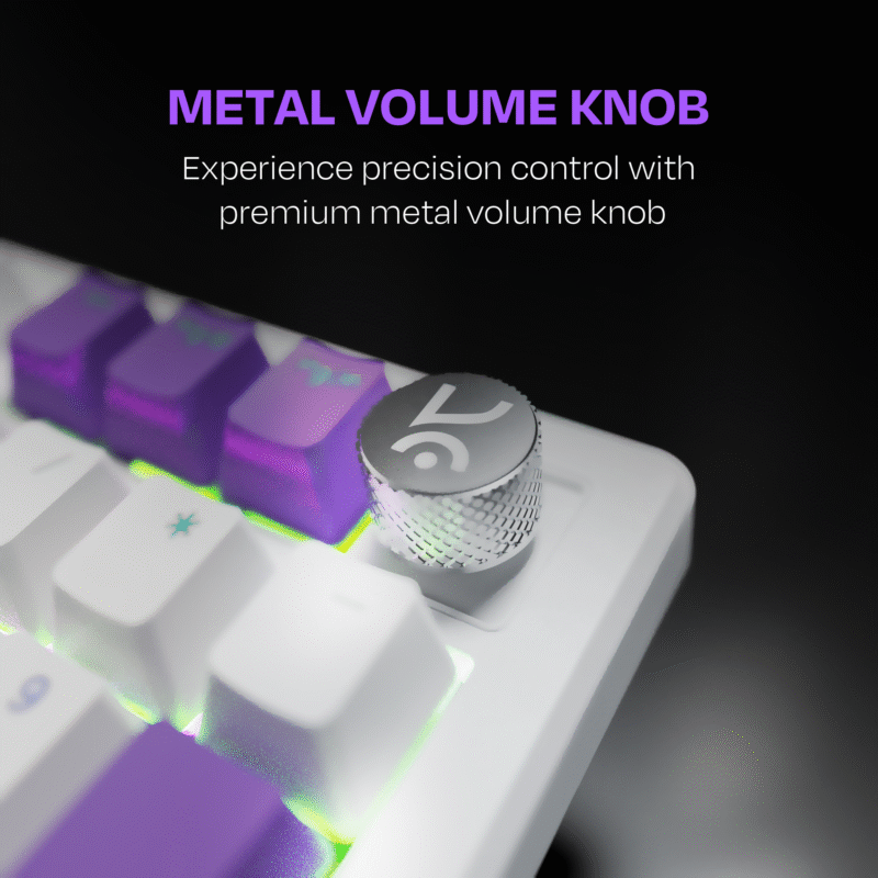 Hive Full-Size White - Purple Wired Gaming Keyboard - Image 3