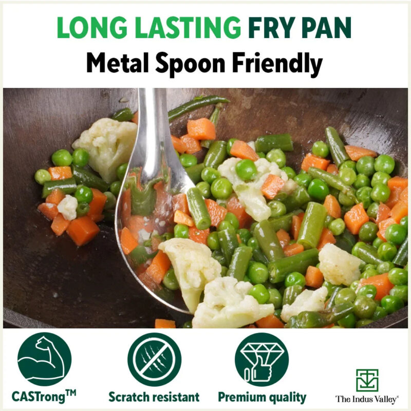 Super Smooth Cast Iron Frypan+ Free ₹110 Spatula, Pre-seasoned, Nonstick, 100% Pure,Toxin-free, 25.4cm, 1.7L, 2.4kg - Image 9
